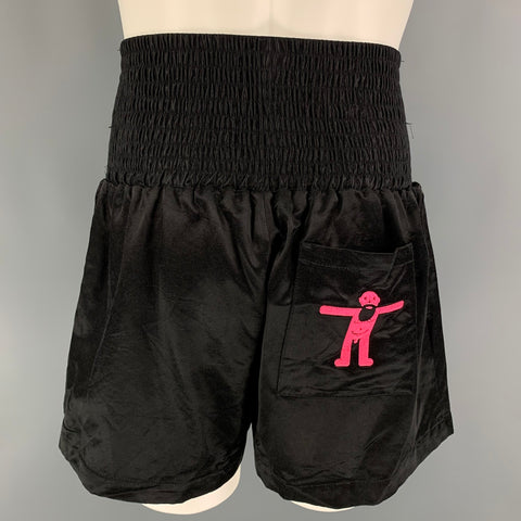 WALTER VAN BEIRENDONCK AW19 Size S Black Cotton Drip Boxer Corset Shorts