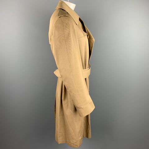 AQUASCUTUM Size XL Khaki Cotton / Polyester Belted Double Breasted Trenchcoat