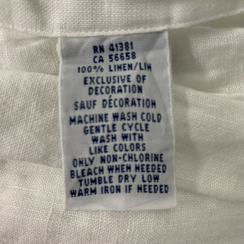 RALPH LAUREN Taille M Chemise à manches longues boutonnée en lin uni blanc