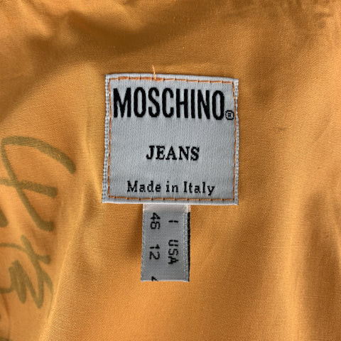 MOSCHINO JEANS Size 12 Orange Cotton Western Sketch Print Shourt Sleeve Blouse