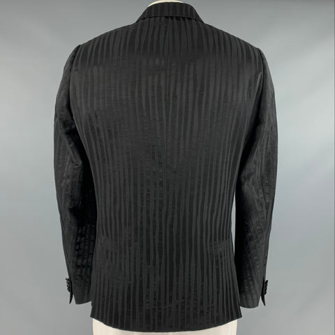PAUL SMITH Talla 44 Abrigo deportivo con solapa de pico de algodón viscosa a rayas negras