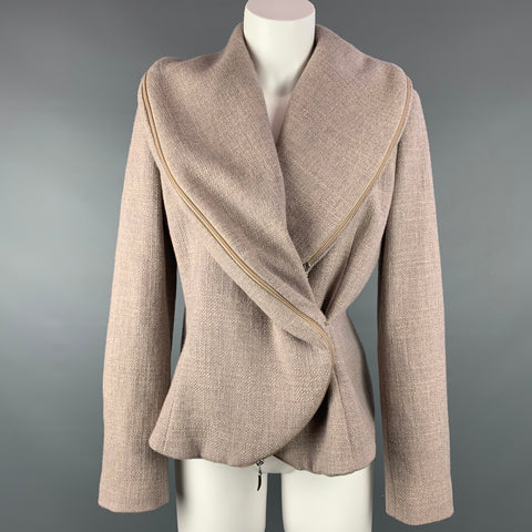 GIORGIO ARMANI Talla 8 Chaqueta de lana / cachemira color topo y negro