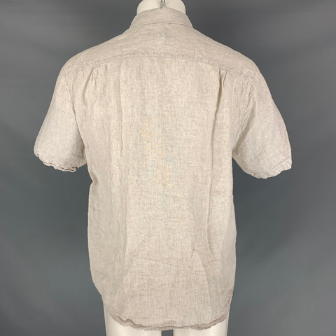 TOMMY BAHAMA Size M Beige Linen Button Up Short Sleeve Shirt