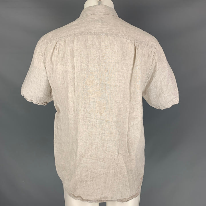 TOMMY BAHAMA Size M Beige Linen Button Up Short Sleeve Shirt