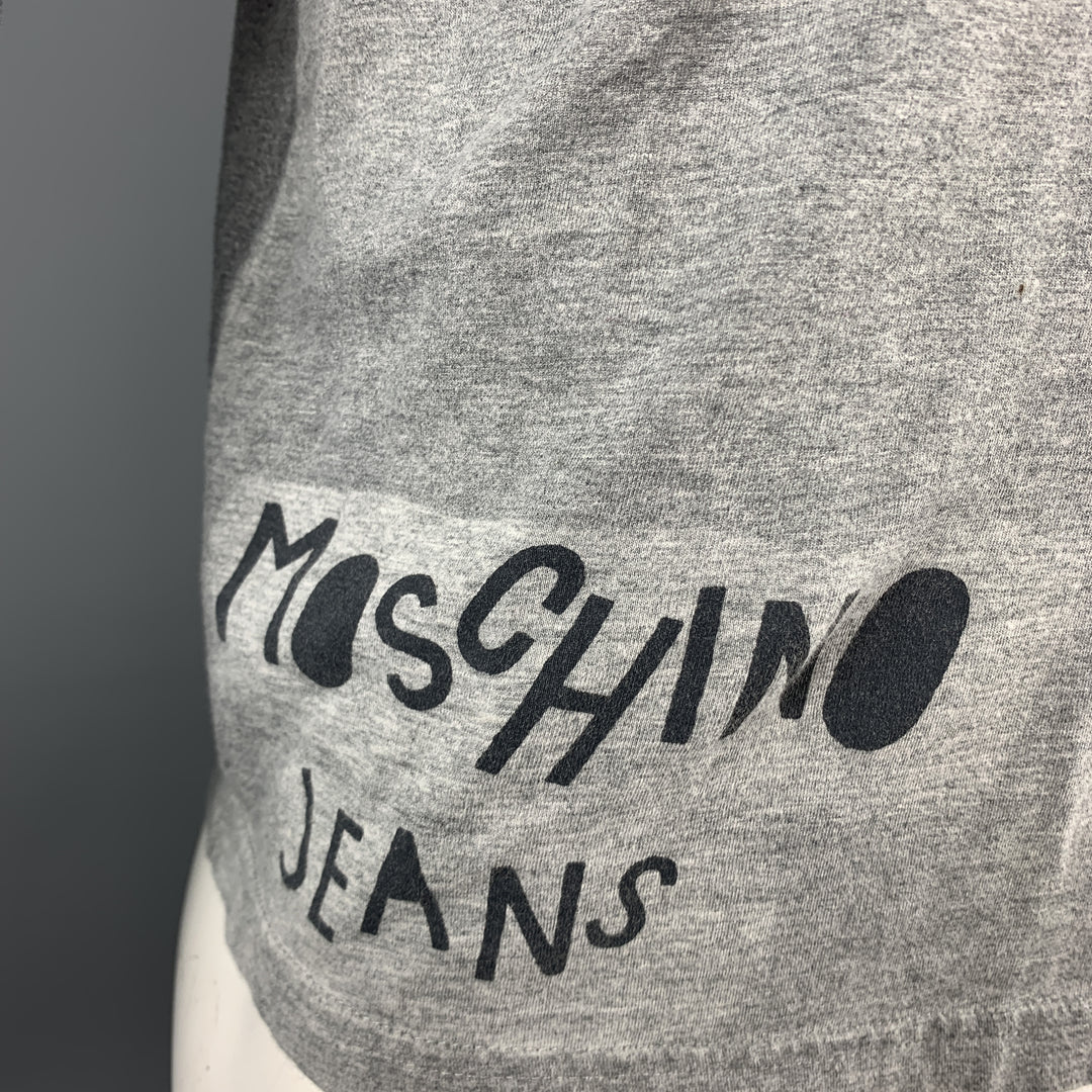 MOSCHINO JEANS Size L Grey Print Cotton Crew-Neck T-shirt