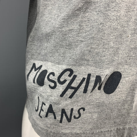 MOSCHINO JEANS Size L Grey Print Cotton Crew-Neck T-shirt