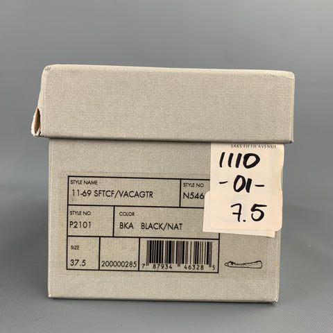 REED KRAKOFF Talla 7.5 Zapatos planos con punta de cuero en dos tonos en negro y beige