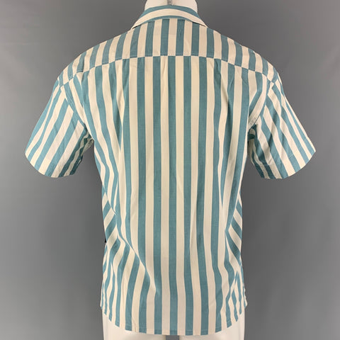 BURBERRY LONDON Size S Blue White Stripe Cotton Short Sleeve Shirt