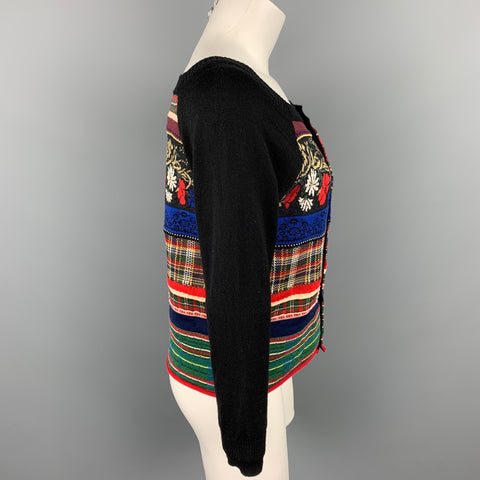COMME des GARCONS TRICOT Talla S Cárdigan de mezcla de algodón con estampado multicolor