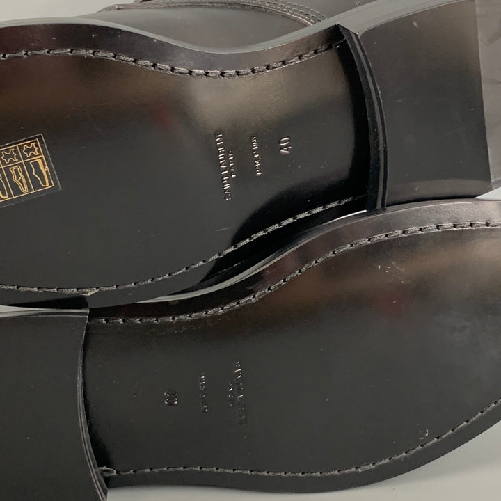 SAINT LAURENT Size 10 Black Leather Studded Ranger Boots