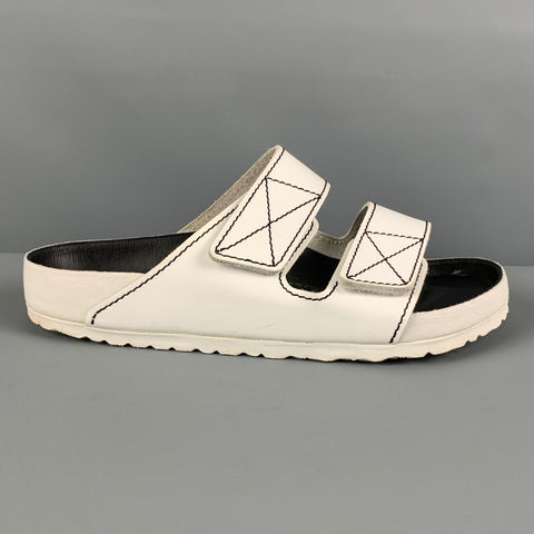 BIRKENSTOCK x PROENZA SCHOULER Size 9 White Contrast Stitch Leather Velcro Closure Sandals