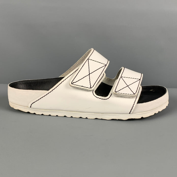 BIRKENSTOCK x PROENZA SCHOULER Size 9 White Contrast Stitch Leather Velcro Closure Sandals