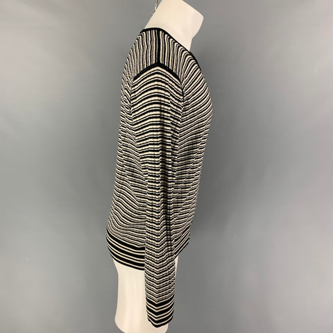 ARMANI COLLEZIONI Size M Black White Stripe V-Neck Pullover