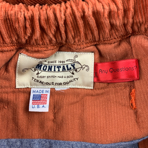 MONITALY Pantalones cortos con cinturilla elástica de pana texturizada naranja talla M