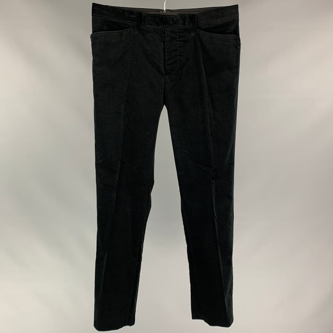 CoSTUME NATIONAL Size 30 Black Velvet Cotton Button Fly Dress Pants