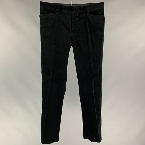CoSTUME NATIONAL Size 30 Black Velvet Cotton Button Fly Dress Pants