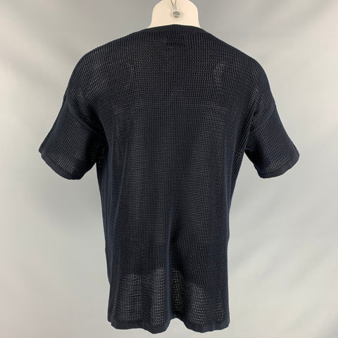 ALLSAINTS Size XS Black Mesh Cotton Crew-Neck T-shirt