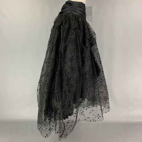 FAITH CONNEXION Size 6 Black Viscose Stars Long Skirt