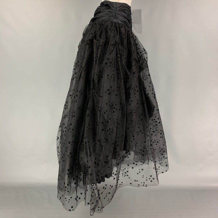 FAITH CONNEXION Size 6 Black Viscose Stars Long Skirt