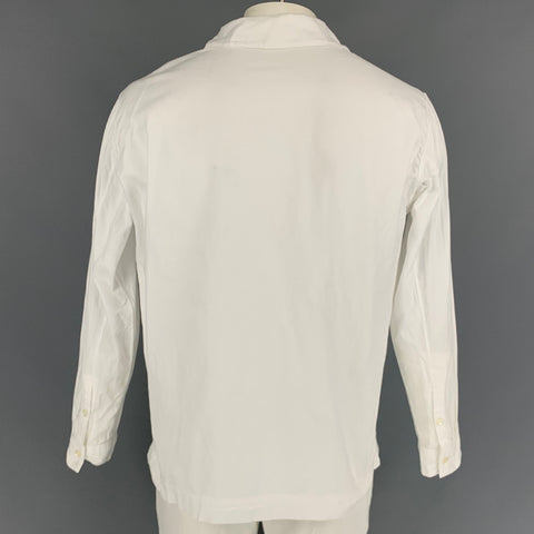 45rpm Size XL White Cotton Pop-Over Long Sleeve Shirt