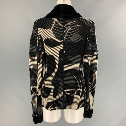 GIORGIO ARMANI Size 4 Black & Grey Viscose / Polyamide Cardigan 2 Piece Set