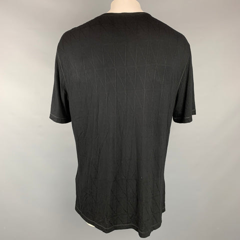 GIORGIO ARMANI Size XXL Black Rhombus Viscose Blend Crew-Neck T-shirt