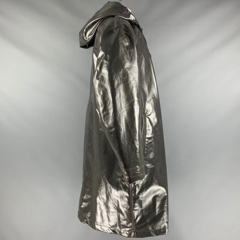 DIESEL Size XL Charcoal Coated Canvas Zip Snaps Coat
