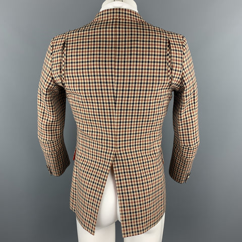 JUNYA WATANABE Taille L Manteau de sport à revers cranté en laine à carreaux beige