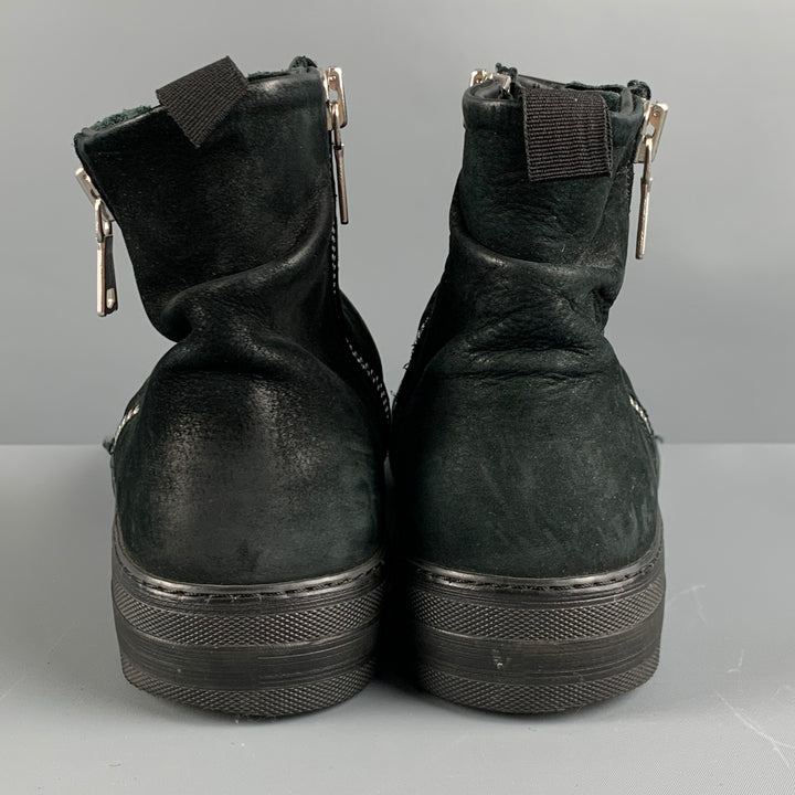 JOHN VARVATOS Size 8.5 Black Leather Side Zipper Boots