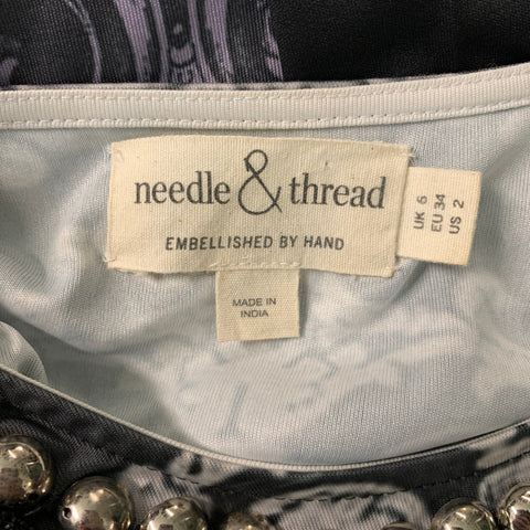 NEEDLE AND TREAD Size 2 Black Grey Polyester Abstract floral Dress
