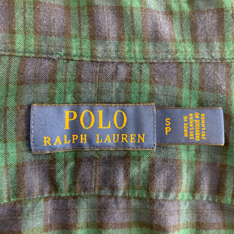 POLO by RALPH LAUREN Size S Navy Green Blackwatch Plaid Cotton Long Sleeve Shirt