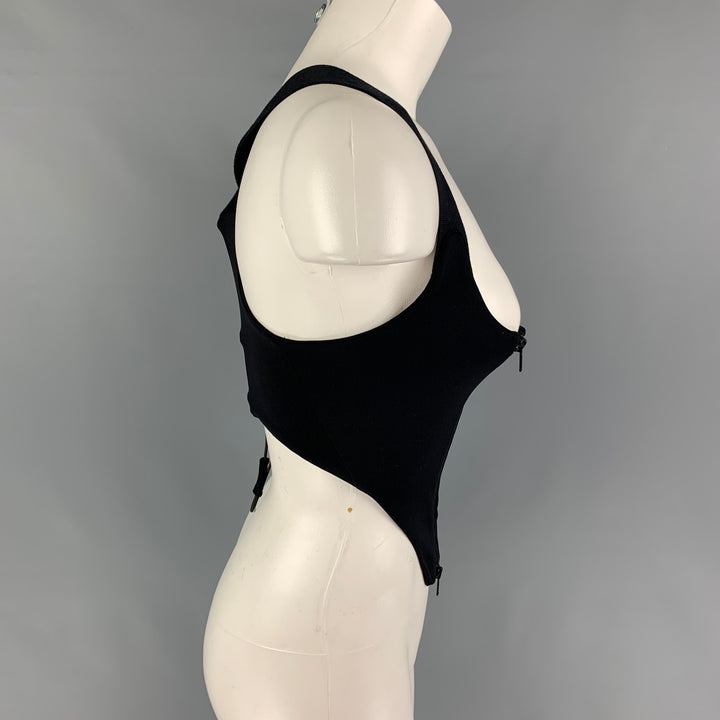 MONSE Size S Black Polyamide Criss-Cross Strap Corset Top