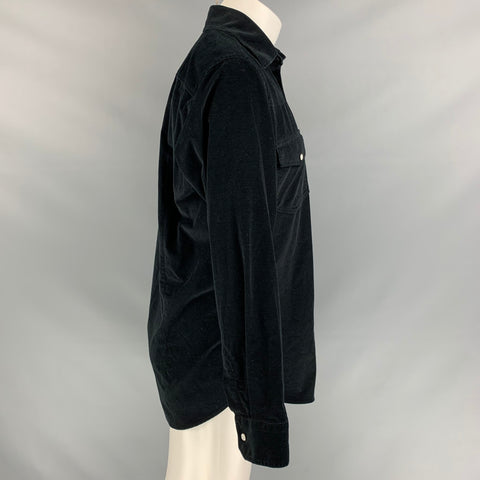 ZEGNA SPORT Size M Black Corduroy  Long Sleeve Shirt