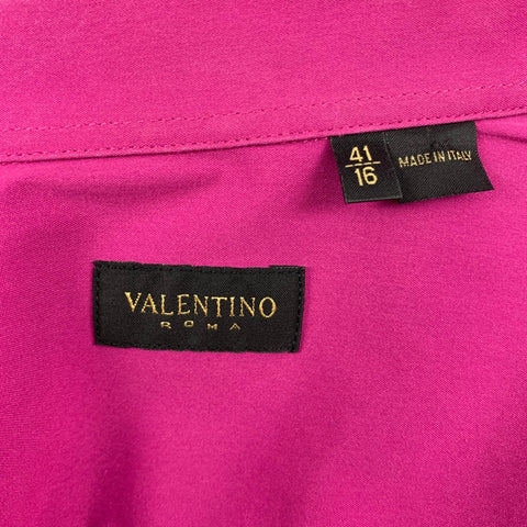 VALENTINO Size 16 Fuchsia Cotton Blend French Cuff Blouse