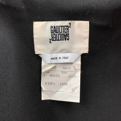 GAULTIER 2 Size XS Black & White Houndstooth Wool Blend Pleated Kilts & Skirts