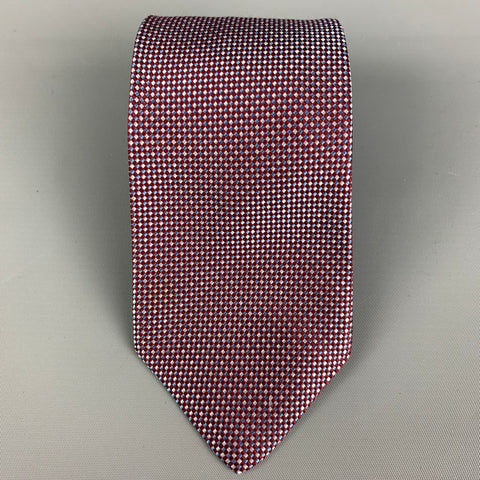 CHARVET Blue Burgundy Print Silk Tie