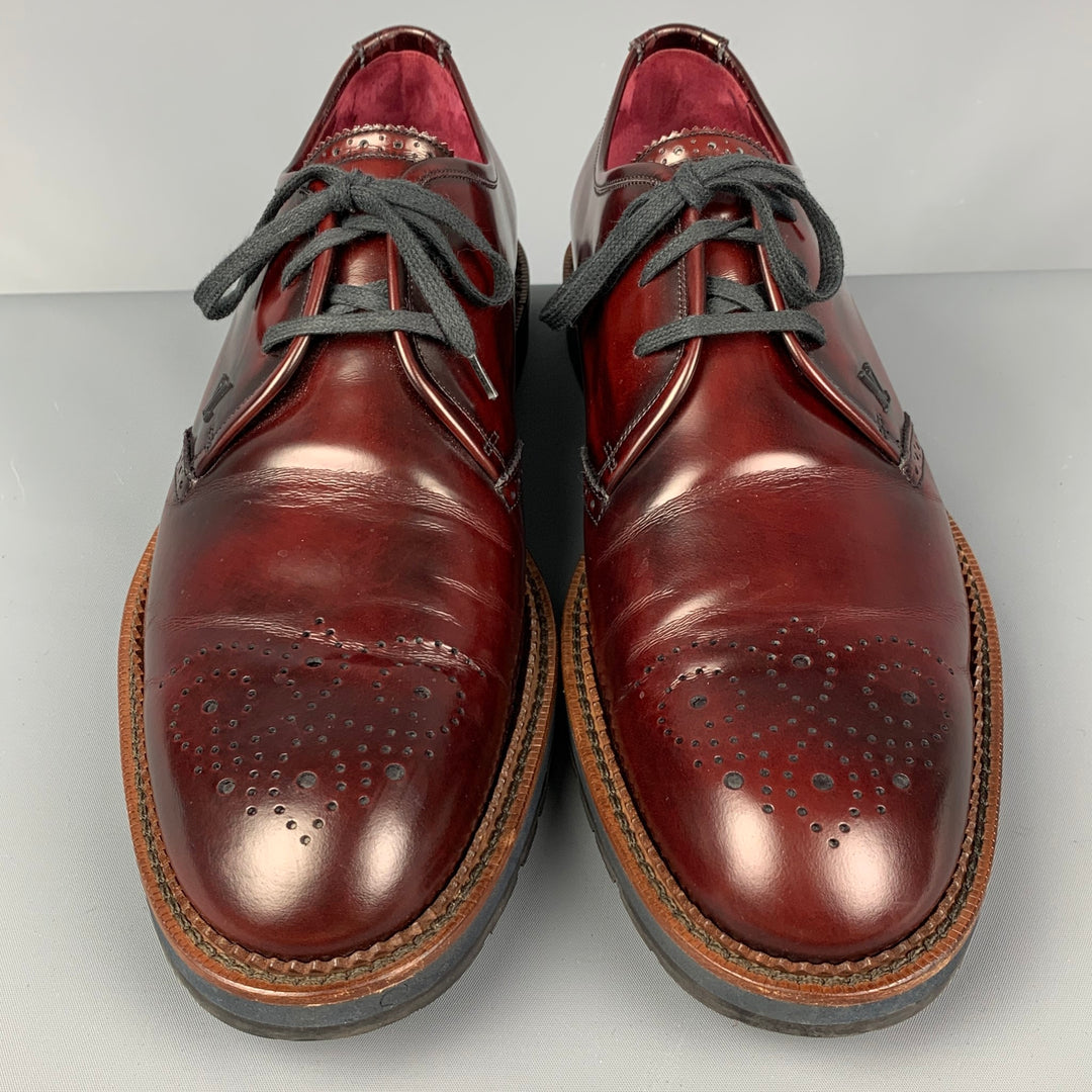 LOUIS VUITTON Size 11.5 Burgundy Perforated Leather Lace Up Shoes Sui Generis Designer Consignment LOUIS VUITTON Size 11.5 Burgundy Perforated Leather Lace Up Shoes Sui Generis Designer Consignment