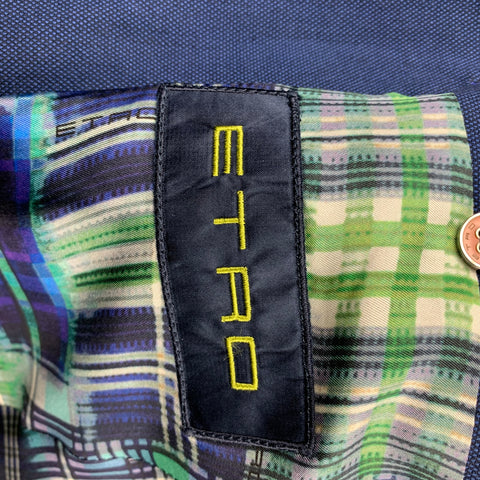 ETRO Size 38 Blue & Black Nailhead Cotton Sport Coat