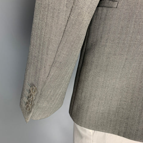 CALVIN KLEIN COLLECTION Size 40 Grey Black White Wool Sport Coat