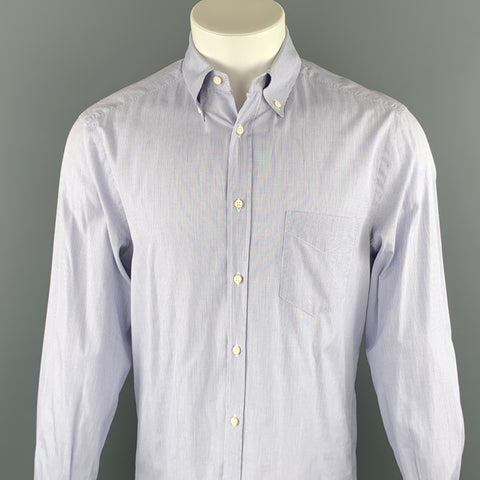 BRUNELLO CUCINELLI Size M Navy Window Pane Cotton Button Down Long Sleeve Shirt