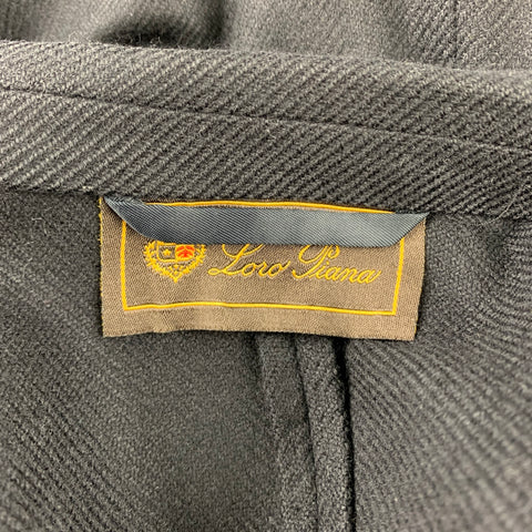 LORO PIANA Size 38 Black Cashmere Notch Lapel Sport Coat