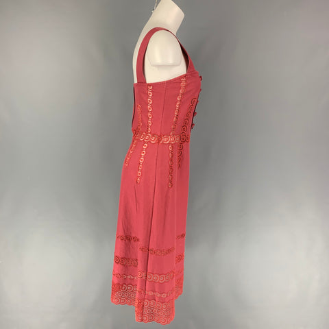 MARC JACOBS Vestido evasé con ojales de algodón frambuesa talla 6