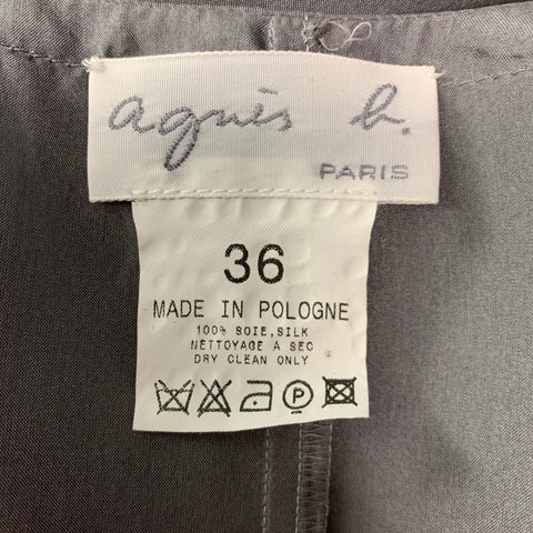 AGNÈS B. Size 4 Light Gray Silk Long Sleeve Casual Top