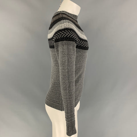 BURBERRY PRORSUM by Christopher Bailey Pre-Fall 2011 Size XS Grey Fairisle Lambswool / Cashmere Pullover Sweater