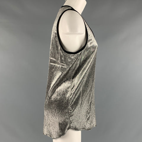 FAITH CONNEXION Size S Silver Metallic Silk Blend Tank Top