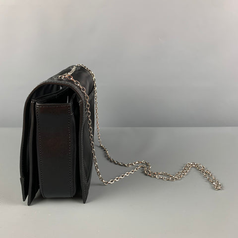 EMPORIO ARMANI Black Silver Mesh Leather Nylon Handbag