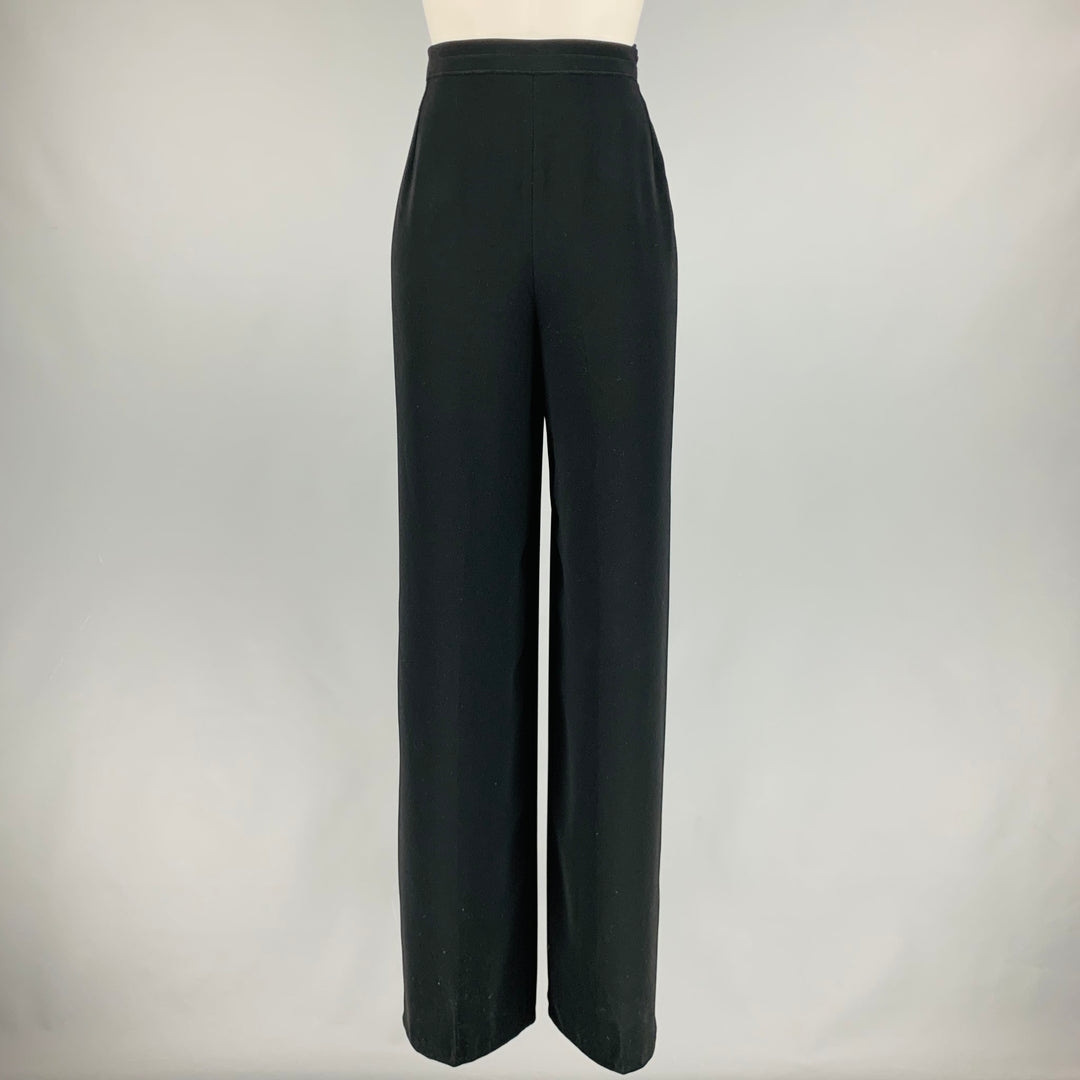 HERMES Size 8 Black Polyester Wide Leg Dress Pants Sui Generis Designer Consignment HERMES Size 8 Black Polyester Wide Leg Dress Pants Sui Generis Designer Consignment