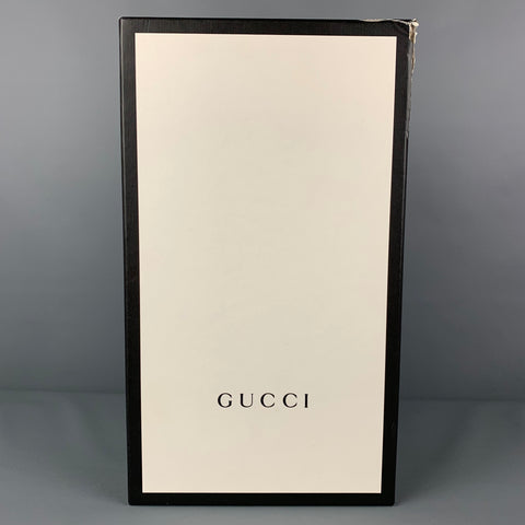 GUCCI Size 8 Black Perforated Leather Studded Lace Up Shoes