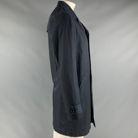 A.P.C. Size L Black Polyester Blend Hidden Buttons Trenchcoat