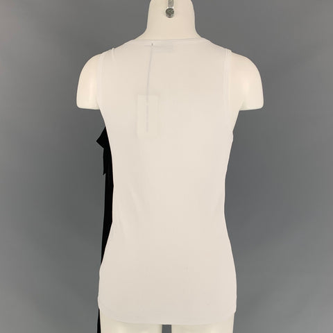 DRIES VAN NOTEN x CHRISTIAN LACROIX SS 20 Size M White & Black Ribbed Cotton Bow Tank Top